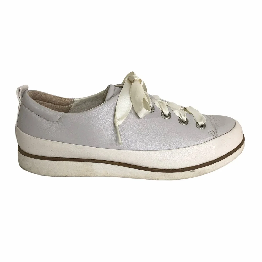 bussola Silk Nappa Vapor‎ Shoes Womens Sneakers Taupe Grey Silk Laces EUC SH849